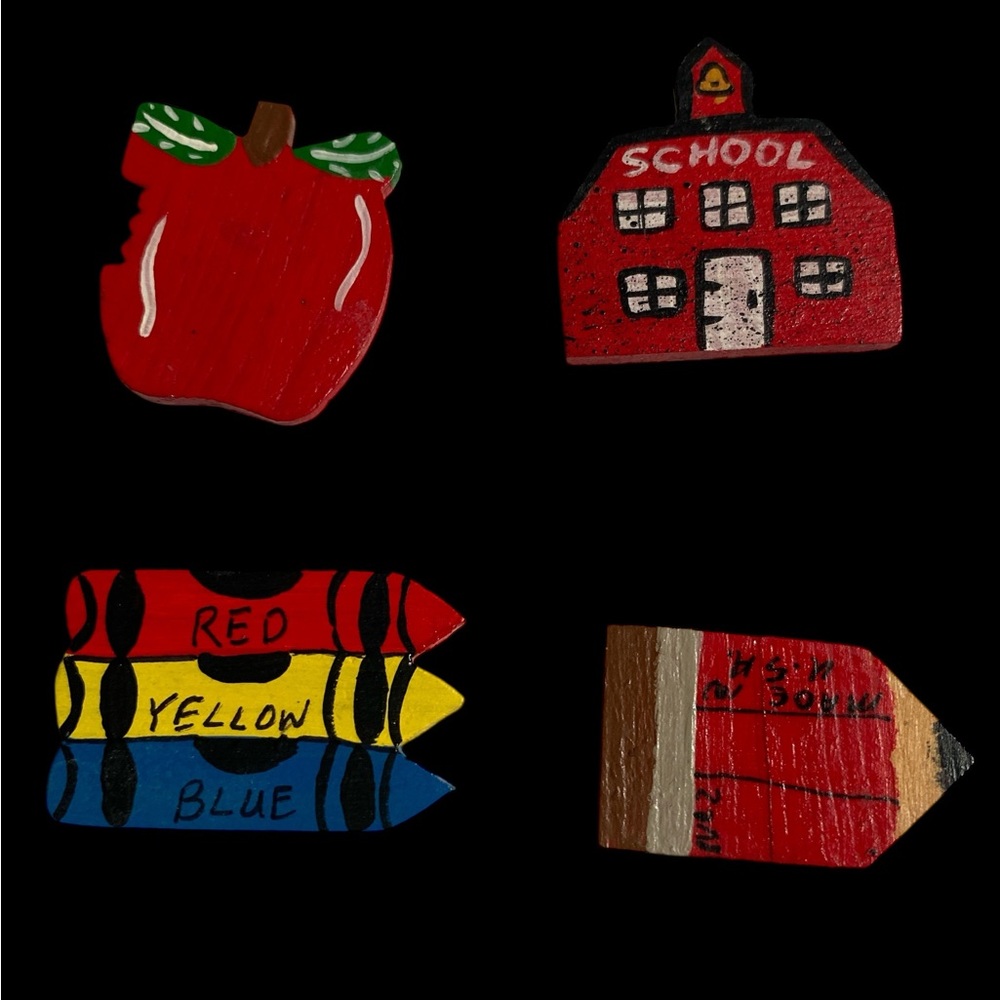 Vintage School Themed Wooden Button Covers